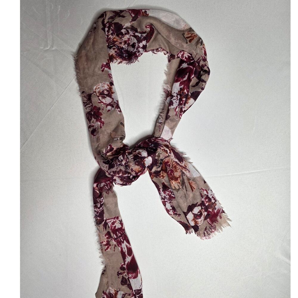 Mossimo Large Maroon and Cream Skull and Floral Blanket Scarf/Wrap One Size